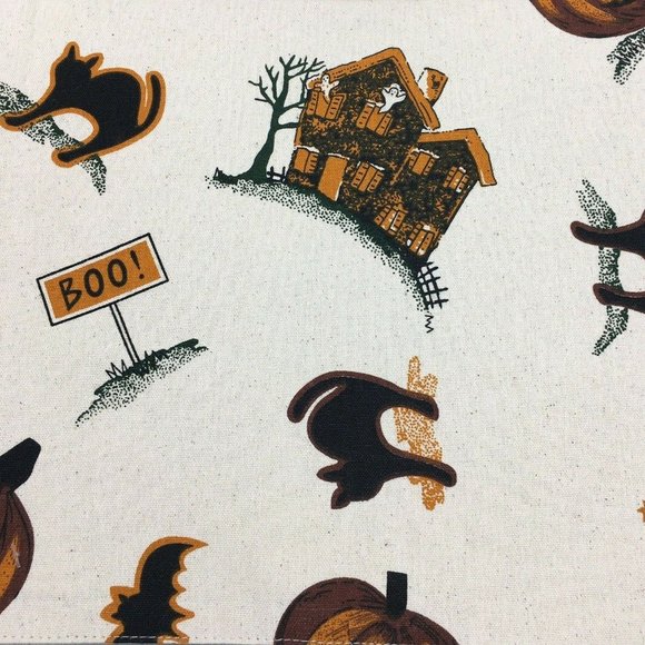 Rachel Ashwell Primitive Halloween Tablecloth Haunted House Pumpkin Cat 60x84 - Picture 2 of 10